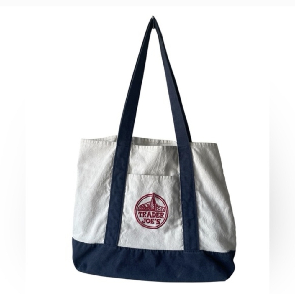 Trader Joe's Canvas Tote Navy Blue Bag NEW